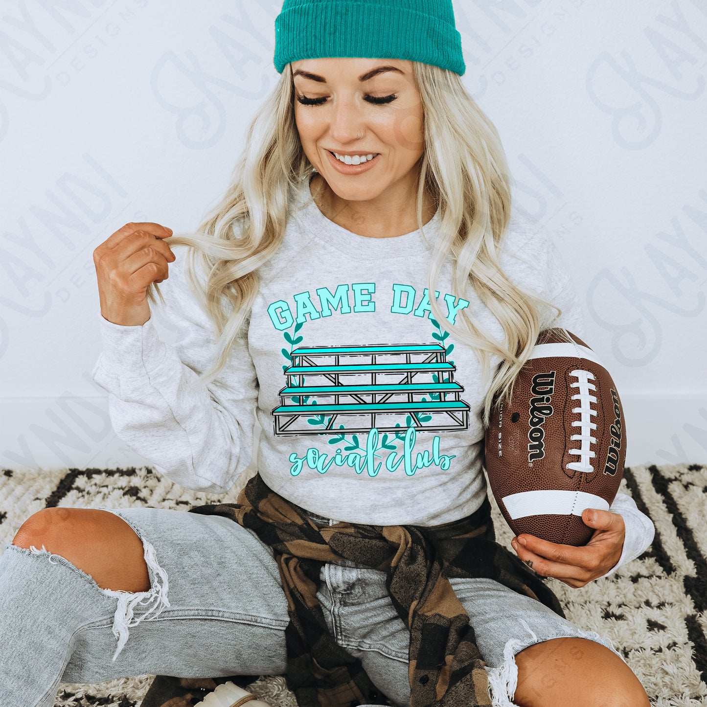 Game Day Social Teal Sublimation Design PNG Digital Download Printable Bleachers School Spirit