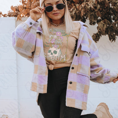 Bloom Through the Gloom Sublimation Design PNG Digital Download Printable Skull Vintage Flowers Floral Rocker Edgy Grunge Distressed