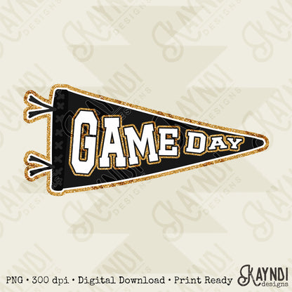 Game Day Pendant Gold 21 Black Sublimation Design PNG Digital Download Printable School Spirit
