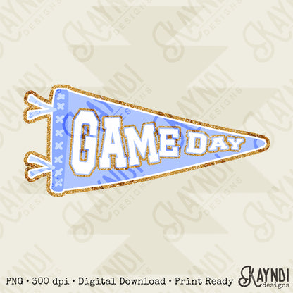 Game Day Pendant Gold 16 Blue Light Sublimation Design PNG Digital Download Printable School Spirit