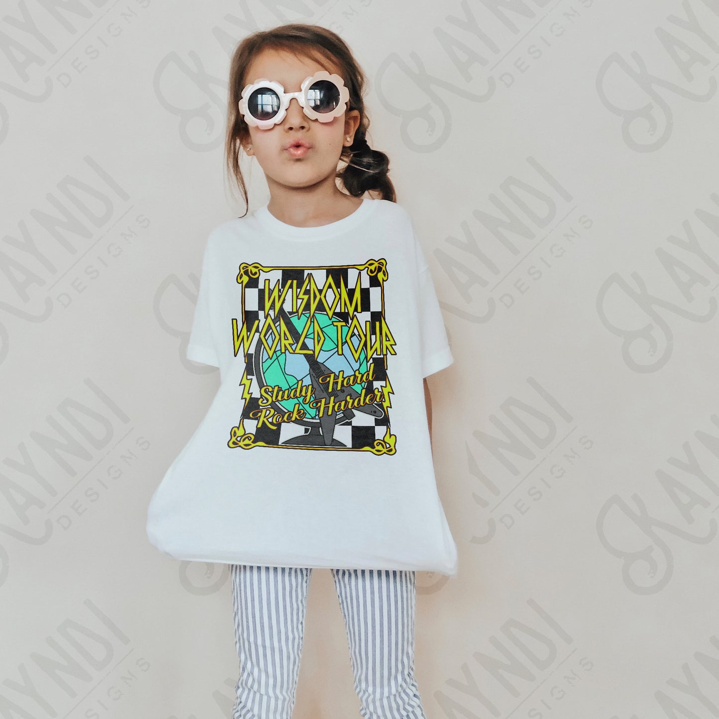 Wisdom World Tour Green Sublimation Design PNG Digital Download Printable School Rock Kids