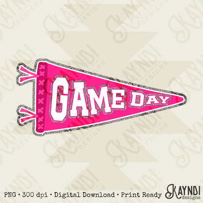 Game Day Pendant Silver 2 Pink Sublimation Design PNG Digital Download Printable School Spirit