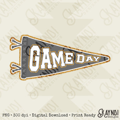 Game Day Pendant Gold 19 Gray Sublimation Design PNG Digital Download Printable School Spirit
