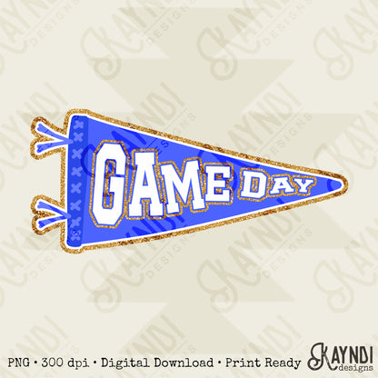 Game Day Pendant Gold 17 Blue Sublimation Design PNG Digital Download Printable School Spirit