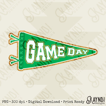 Game Day Pendant Gold 12 Green Sublimation Design PNG Digital Download Printable School Spirit