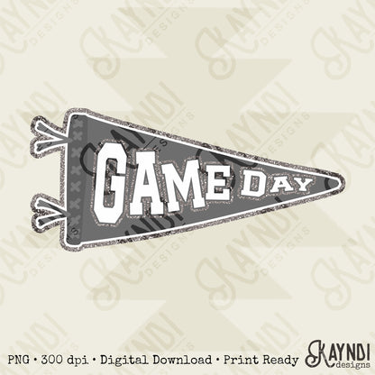 Game Day Pendant Silver 19 Gray Sublimation Design PNG Digital Download Printable School Spirit