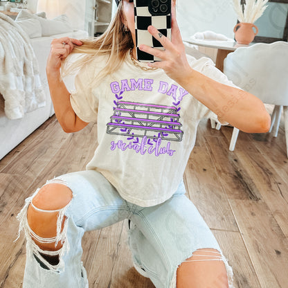 Game Day Social Purple Sublimation Design PNG Digital Download Printable Bleachers School Spirit