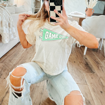 Game Day Pendant Silver 13 Green Light Sublimation Design PNG Digital Download Printable School Spirit