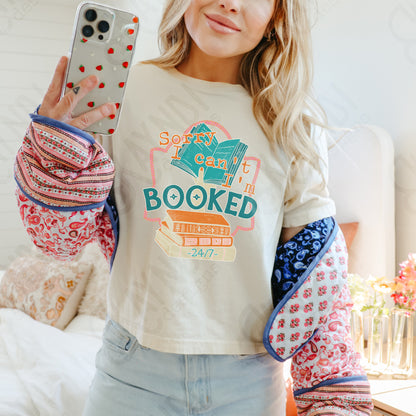 Sorry I Can't I'm Booked Sublimation Design PNG Digital Download Printable Retro Vintage Books