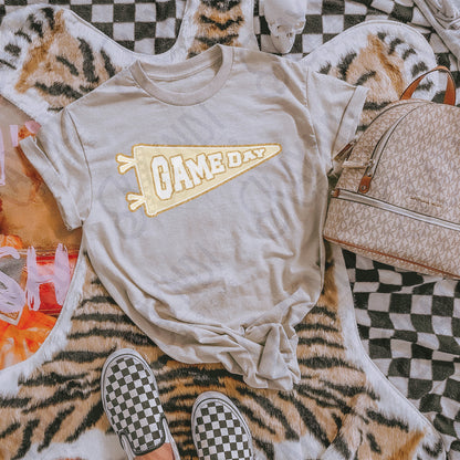 Game Day Pendant Gold 8 Cream Sublimation Design PNG Digital Download Printable School Spirit