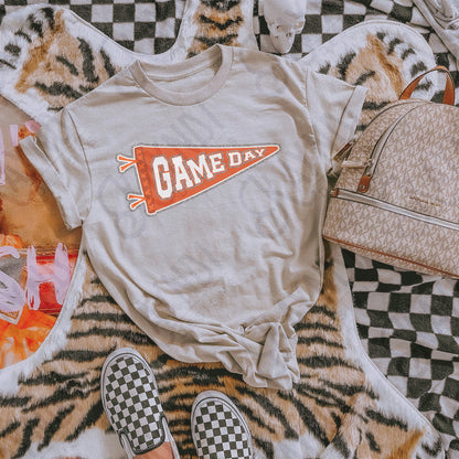 Game Day Pendant Silver 5 Orange Sublimation Design PNG Digital Download Printable School Spirit