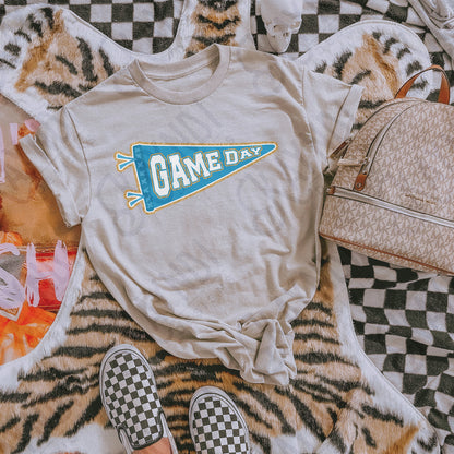 Game Day Pendant Gold 15 Blue Teal Sublimation Design PNG Digital Download Printable School Spirit