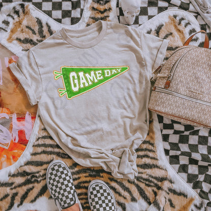 Game Day Pendant Gold 11 Green Bright Sublimation Design PNG Digital Download Printable School Spirit