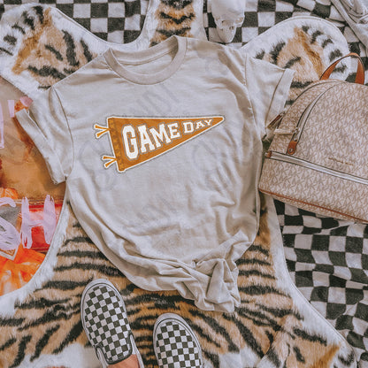 Game Day Pendant Silver 6 Orange Burnt Sublimation Design PNG Digital Download Printable School Spirit