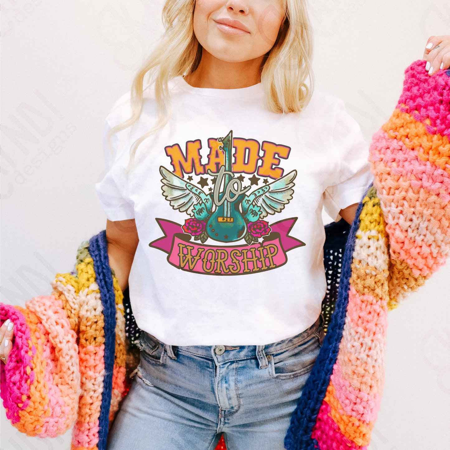 Made to Worship Sublimation Design PNG Digital Download Printable Faith Guitar Christian