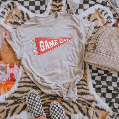 Game Day Pendant Silver 4 Red Bright Sublimation Design PNG Digital Download Printable School Spirit