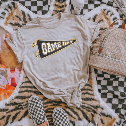 Game Day Pendant Gold 21 Black Sublimation Design PNG Digital Download Printable School Spirit