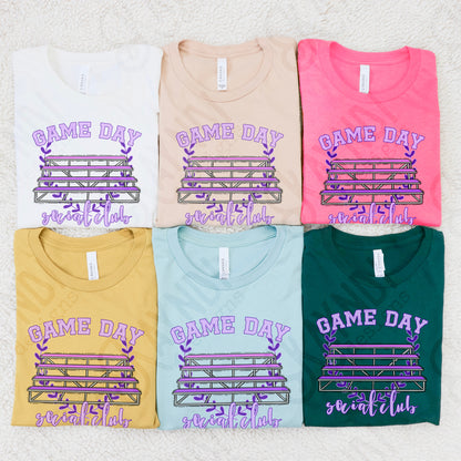 Game Day Social Purple Sublimation Design PNG Digital Download Printable Bleachers School Spirit