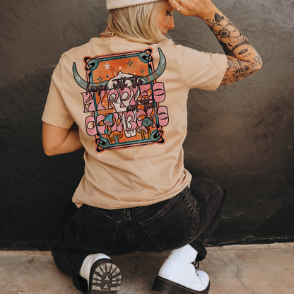 Hippies and Cowboys Sublimation Design PNG Digital Download Printable Western Bull Skull Pocket Design