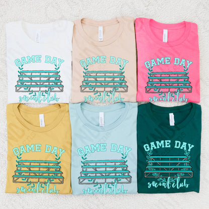 Game Day Social Teal Sublimation Design PNG Digital Download Printable Bleachers School Spirit
