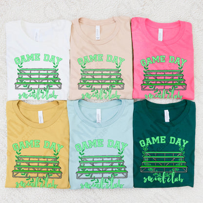 Game Day Social Club Green Sublimation Design PNG Digital Download Printable Bleachers School Spirit