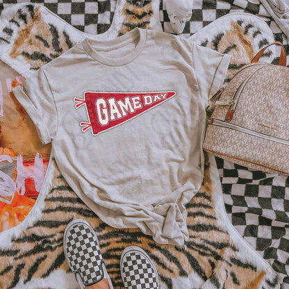 Game Day Pendant Silver 3 Red Sublimation Design PNG Digital Download Printable School Spirit