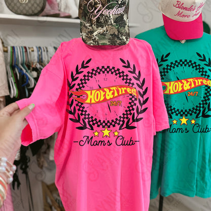 Hot & Tired Moms Club Sublimation Design PNG Digital Download Racing Checker Mom