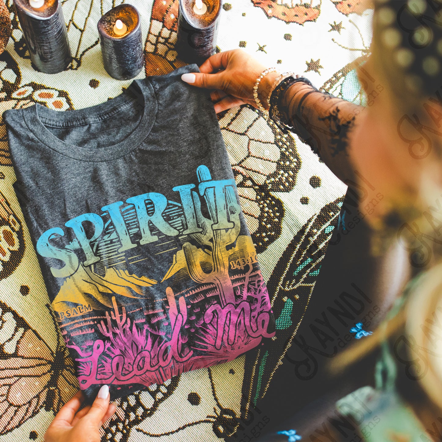 Spirit Lead Me Sublimation Design PNG Digital Download Colorful Desert Faith Spiritual