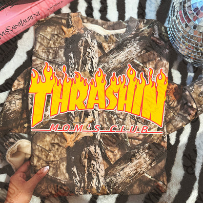 Thrashin Moms Club Sublimation Design PNG Digital Download Mom Club Flames