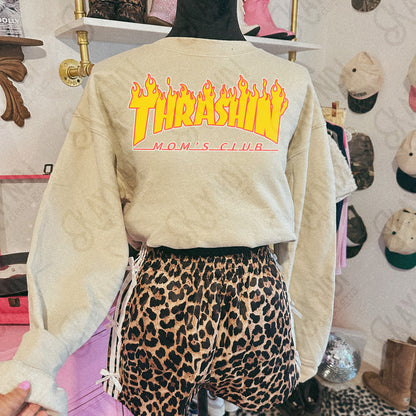 Thrashin Moms Club Sublimation Design PNG Digital Download Mom Club Flames