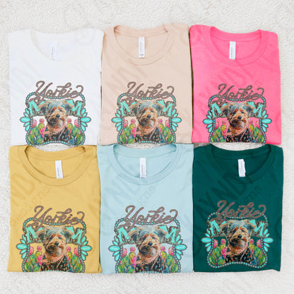 Yorkie Mom Sublimation Design PNG Digital Download Dog Turquoise Cactus Western Preppy