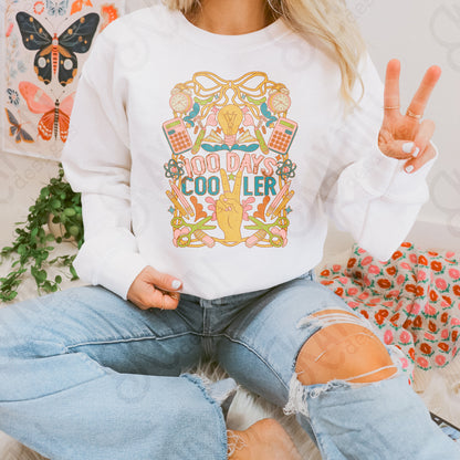 100 Days Cooler Dark Sublimation Design PNG Digital Download Printable School Vintage Peace