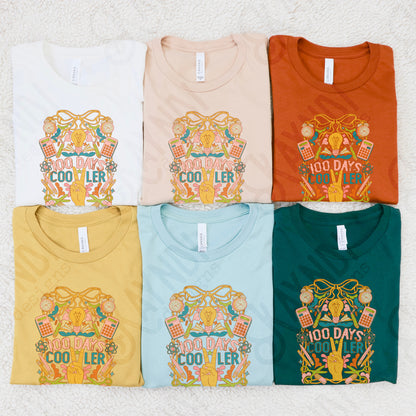 100 Days Cooler Dark Sublimation Design PNG Digital Download Printable School Vintage Peace