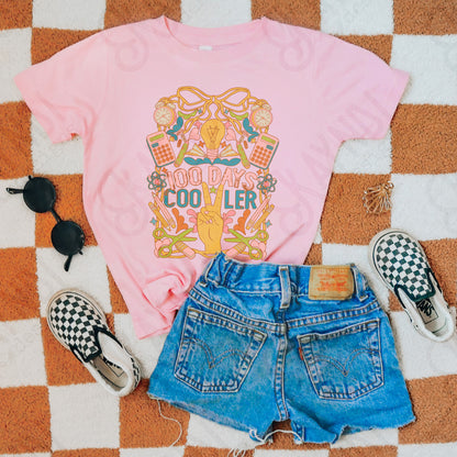 100 Days Cooler Dark Sublimation Design PNG Digital Download Printable School Vintage Peace