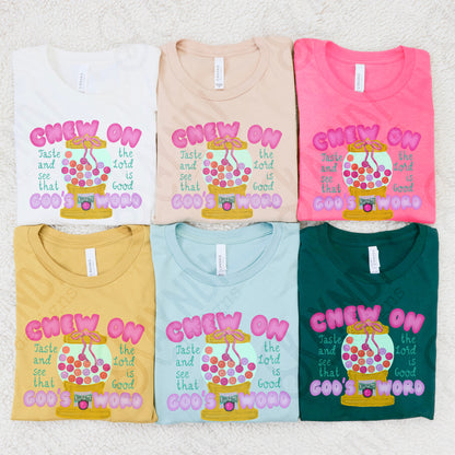 Chew on Gods Word Sublimation Design PNG Digital Download Printable Bubblegum Faith