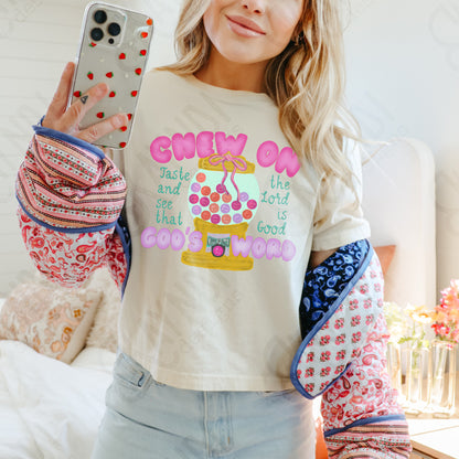 Chew on Gods Word Sublimation Design PNG Digital Download Printable Bubblegum Faith