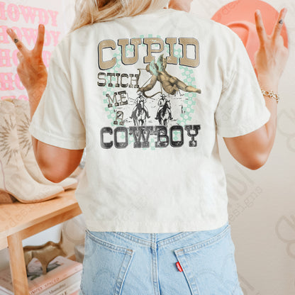 Cupid Stick Me a Cowboy Sublimation Design PNG Digital Download Printable Western Valentines