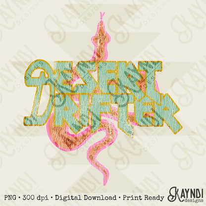 Desert Difter Distressed Sublimation Design PNG Digital Download Printable Snake Gold
