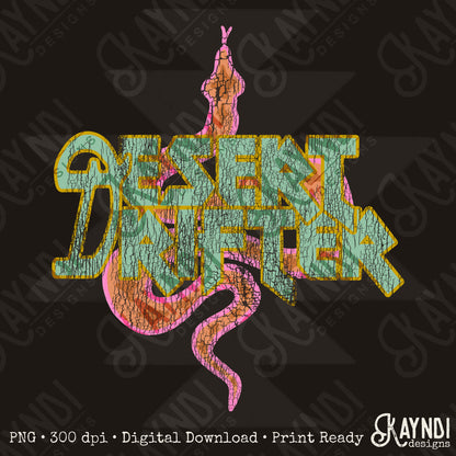 Desert Difter Distressed Sublimation Design PNG Digital Download Printable Snake Gold
