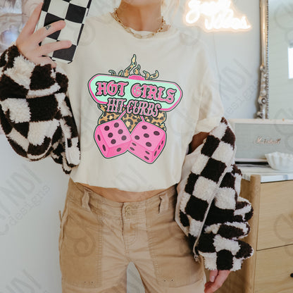 Hot Girls Hit Curbs Pink Sublimation Design PNG Digital Download Printable Dice Cheetah