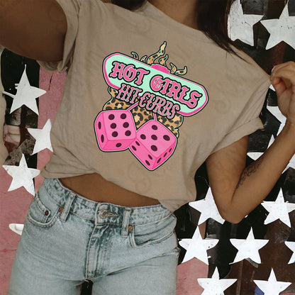 Hot Girls Hit Curbs Pink Sublimation Design PNG Digital Download Printable Dice Cheetah