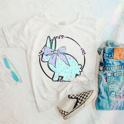 Leopard Bunny Blue Sublimation Design PNG Digital Download Printable Cute Easter