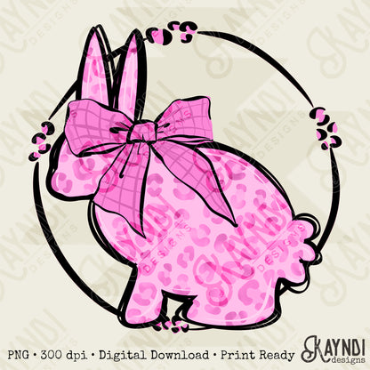 Leopard Bunny Pink Sublimation Design PNG Digital Download Printable Cute Easter