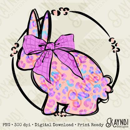 Leopard Bunny Pink Purple Sublimation Design PNG Digital Download Printable Cute Easter