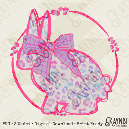 Leopard Bunny Purple Pink Sublimation Design PNG Digital Download Printable Cute Easter