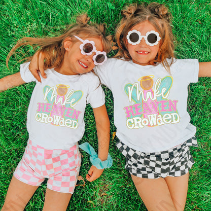 Make Heaven Crowded White Sublimation Design PNG Digital Download Printable Cute Faith Angel