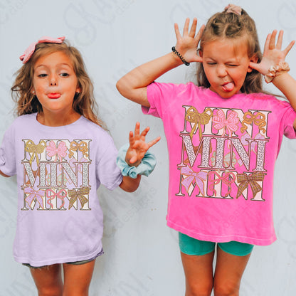 Mini Bows Sublimation Design PNG Digital Download Printable Mama Mini Coquette