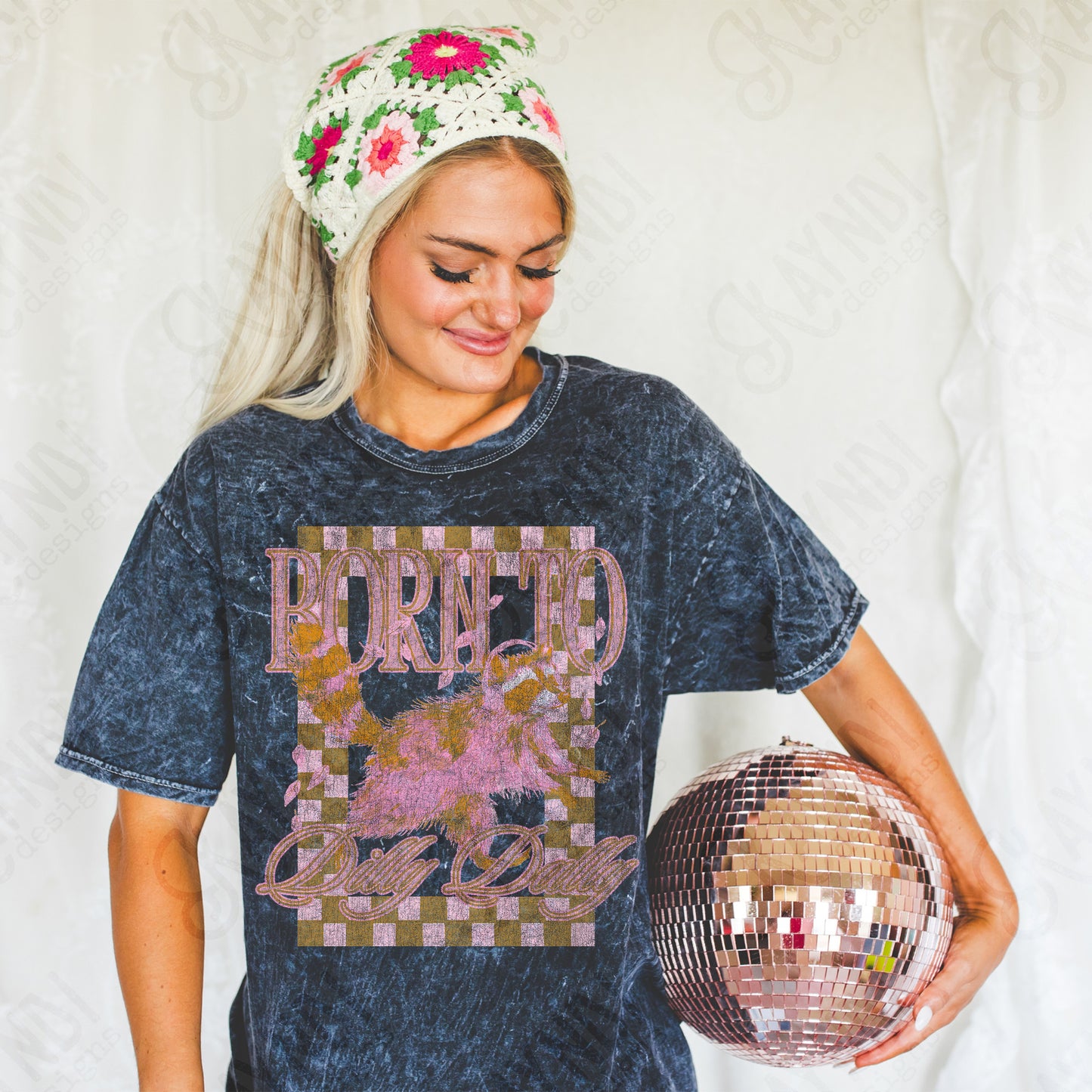 Born to Dilly Dally Distressed Sublimation Design PNG Digital Download Vintage Checker Raccoon