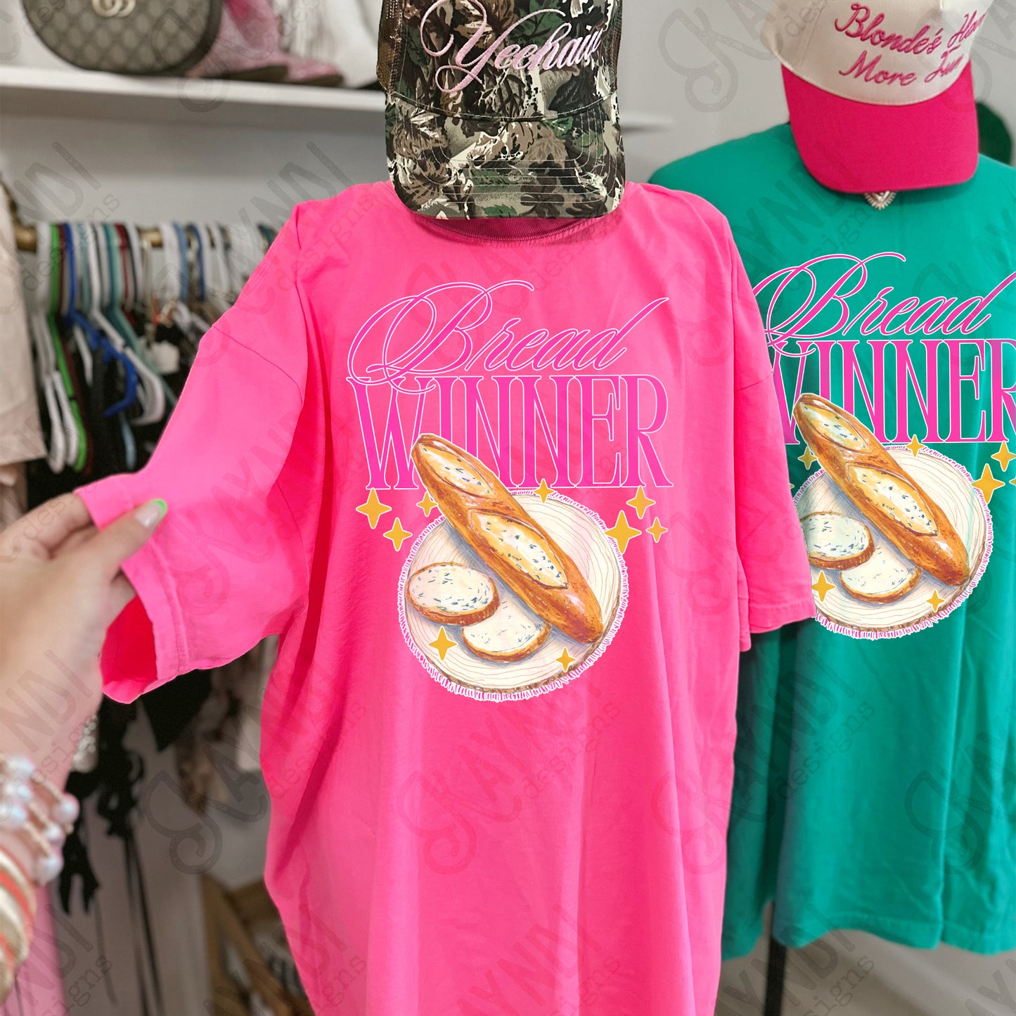 Bread Winner Sublimation Design PNG Digital Download Pink Sparkle