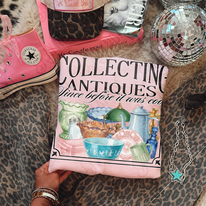 Collecting Antiques Sublimation Design PNG Digital Download Vintage Dish Glass